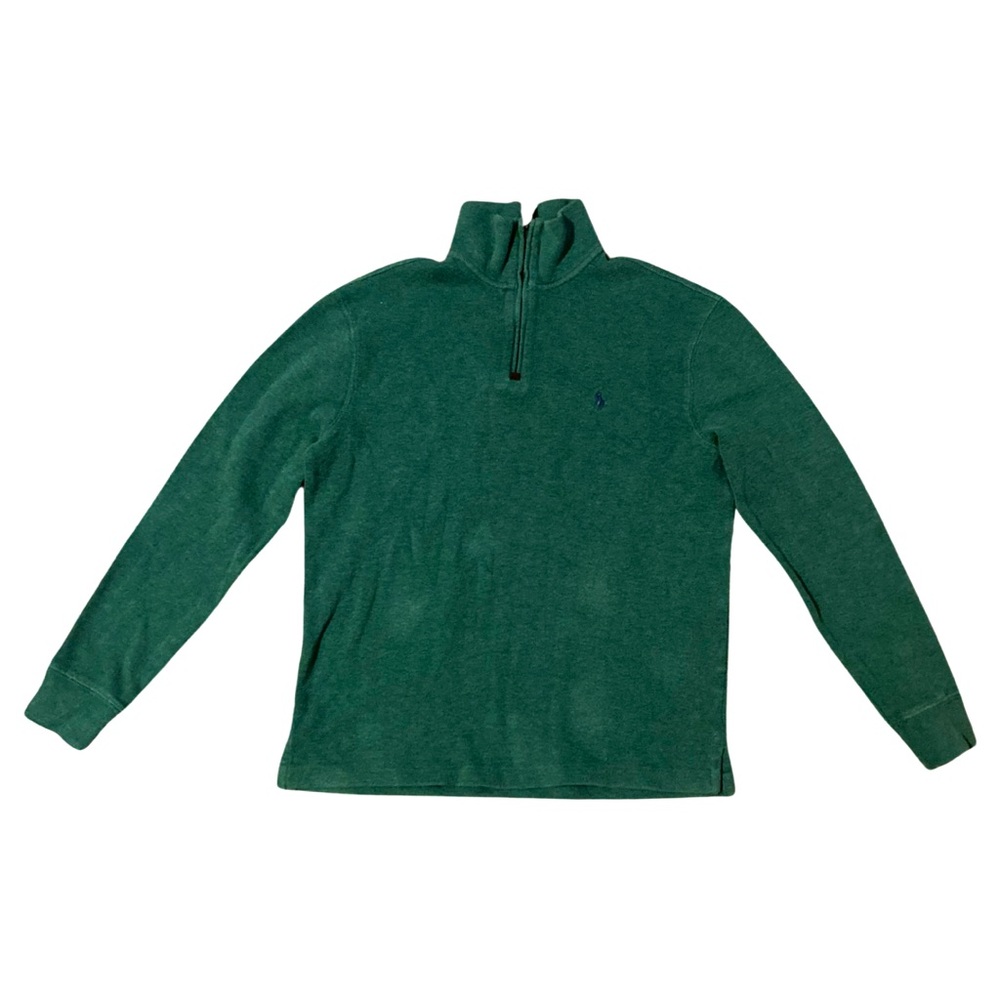 Vintage Ralph Lauren Sweater Men's Medium Green Pullover Polo Quarter Zip